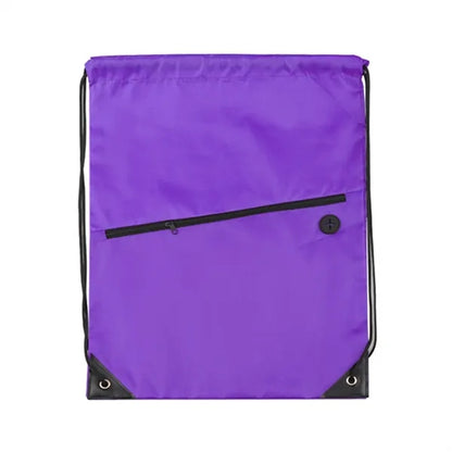 Drawstring Backpack w/ Zipper Pocket & Earbuds Slot
