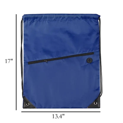 Drawstring Backpack w/ Zipper Pocket & Earbuds Slot