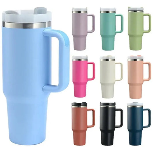 40oz Tumbler with Handle and Straw