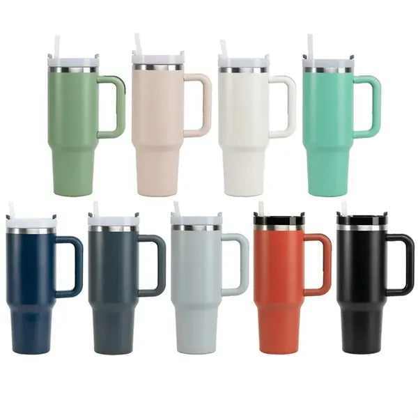 40oz Tumbler with Handle and Straw
