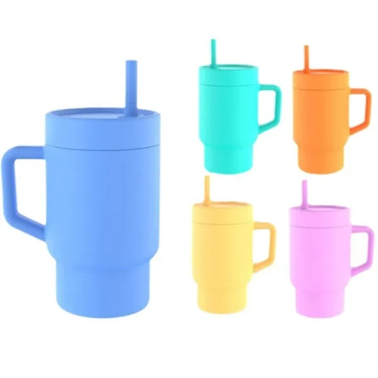 9oz Soft Silicone Tumbler with Leak-Resistant Straw Handle