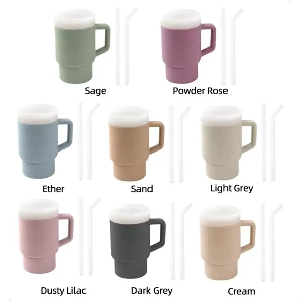 9oz Soft Silicone Tumbler with Leak-Resistant Straw Handle