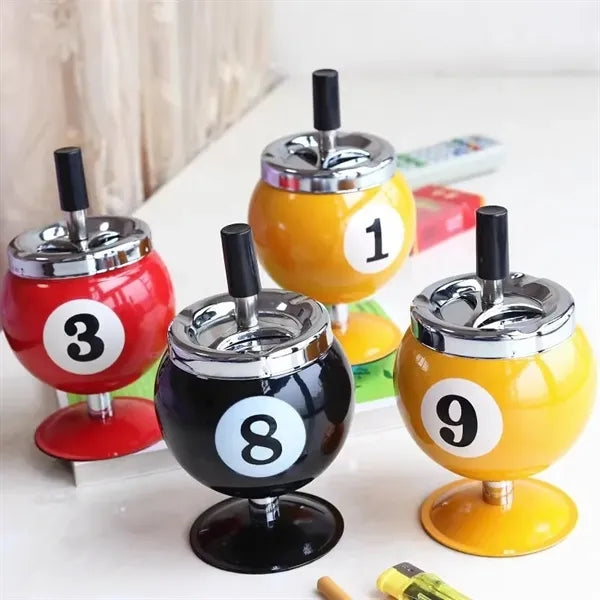 Ashtray with Lid Billiards Design for Smoking Tray