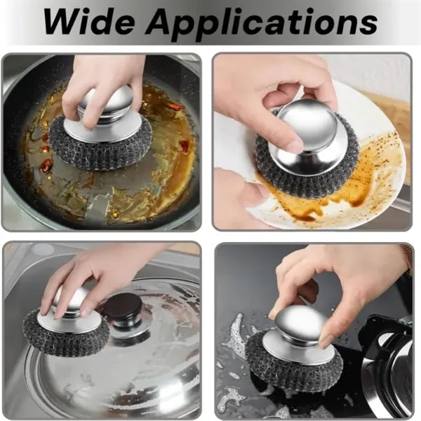 Stainless Steel Scrubber with Replacement Wire Pad with Hand