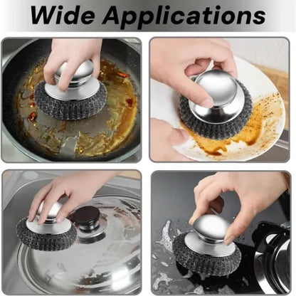 Stainless Steel Scrubber with Replacement Wire Pad with Hand