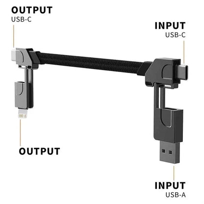 4 in 1 Multi Charging Cable Keychain