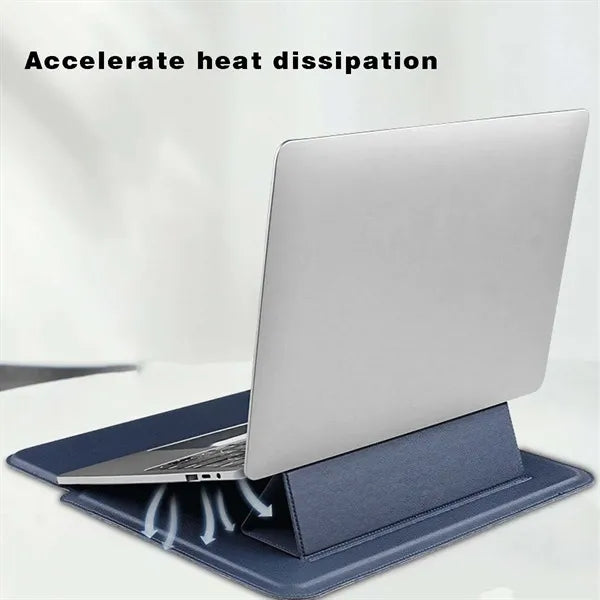 Compatible waterproof leather laptop sleeve case with stand