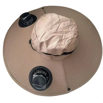 Sun Hat with 2 Solar Fan Wide Brim