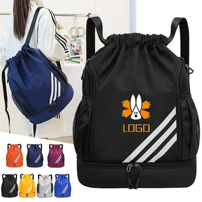 Drawstring Backpack With Mesh Pockets & Zipper