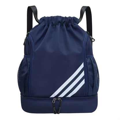 Drawstring Backpack With Mesh Pockets & Zipper