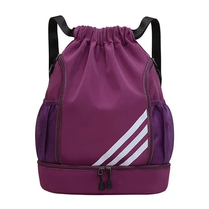 Drawstring Backpack With Mesh Pockets & Zipper
