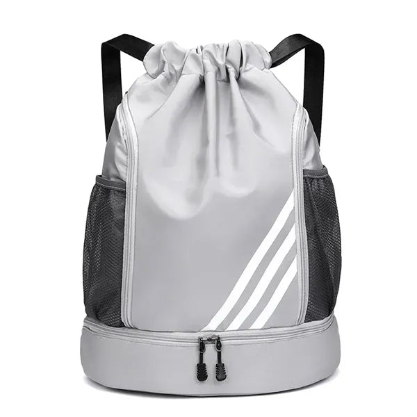 Drawstring Backpack With Mesh Pockets & Zipper
