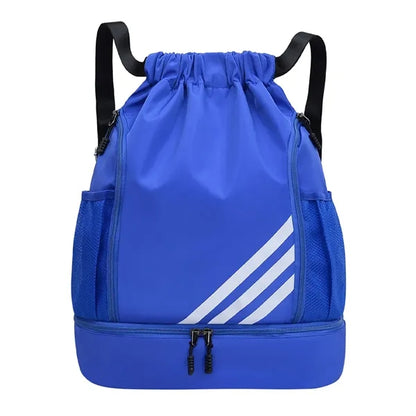 Drawstring Backpack With Mesh Pockets & Zipper