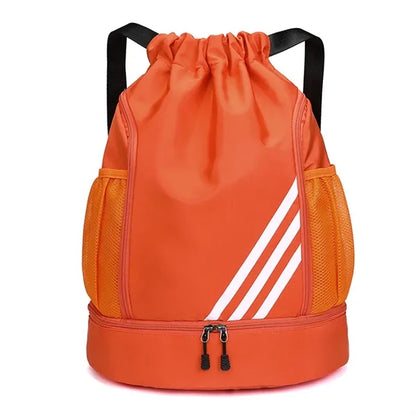 Drawstring Backpack With Mesh Pockets & Zipper