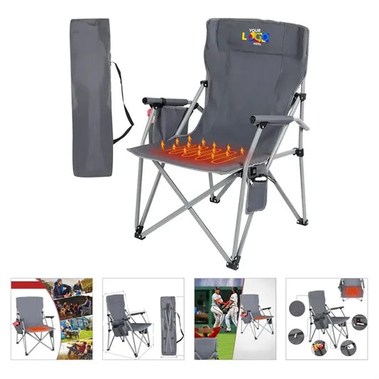USB Heated Folding Camping Chair with Armrest