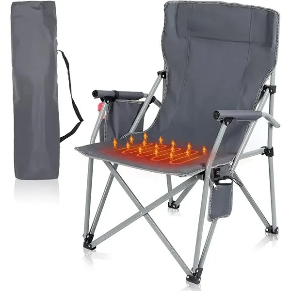USB Heated Folding Camping Chair with Armrest