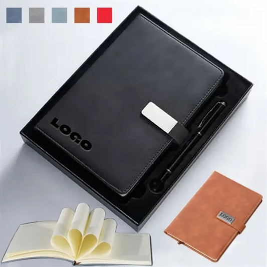 A5 Leather Notebook with Pen Gift Box