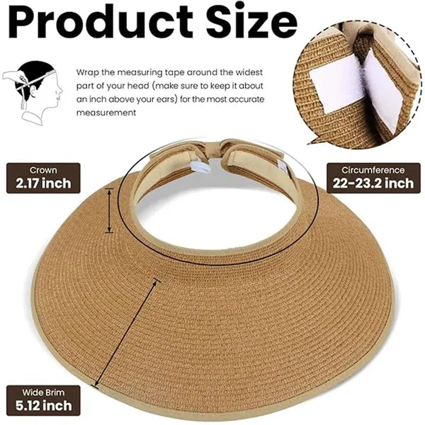 Foldable Paper Straw Visor Sun Protection Hat