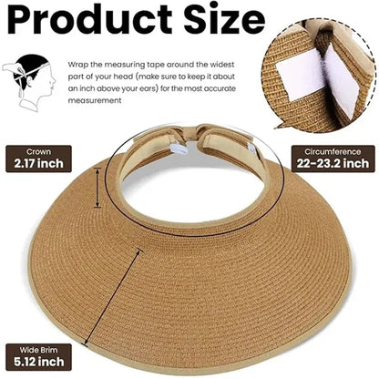 Foldable Paper Straw Visor Sun Protection Hat