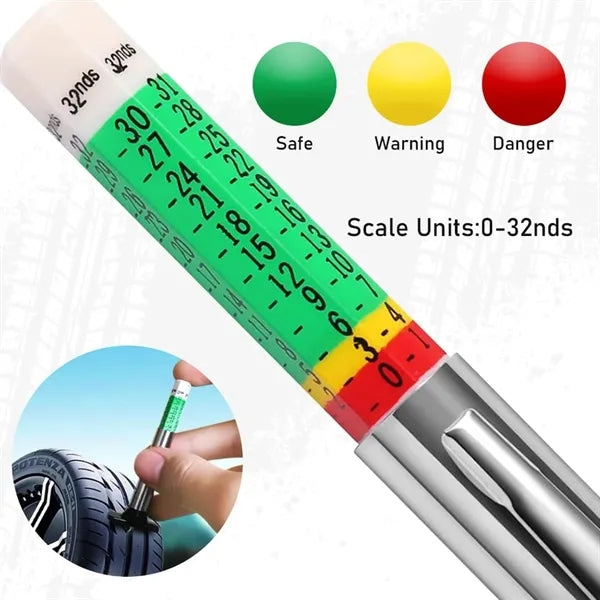 Tire Tread Depth Gauge Smart Color Coded