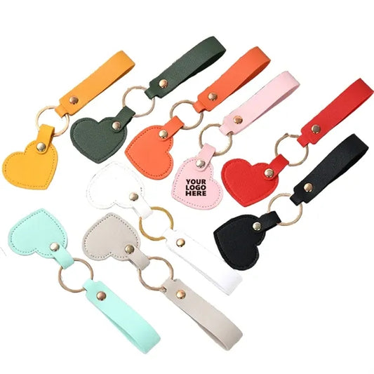 Personalized Heart-Shaped Leather Keychain