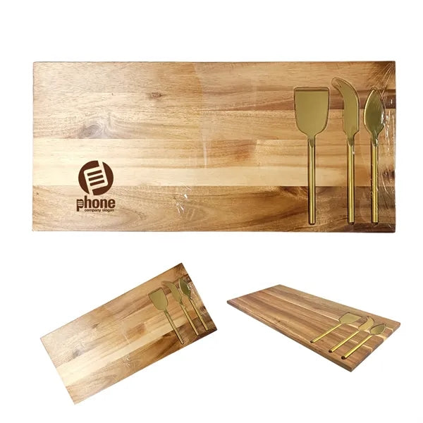 Cheese Board Set with Gold Plated Knives