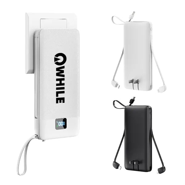Power Bank with Plug 10000mAh Fast Charging