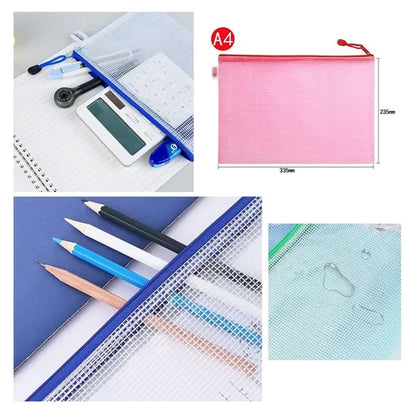A4-sized Transparent Grid PVC File Bag