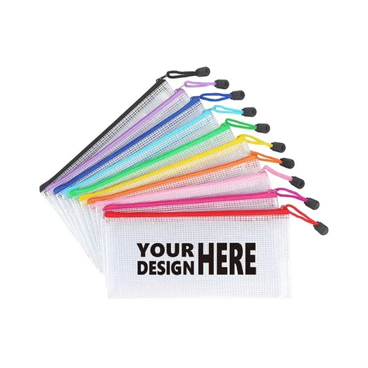 8.6"x4.3" Colorful PVC Mesh Pencil Case