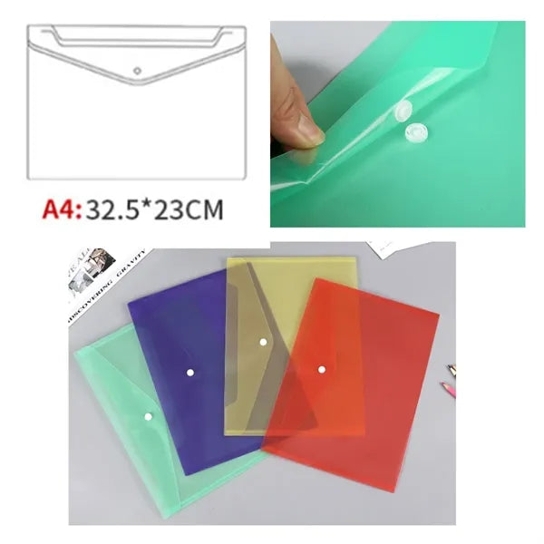 A4 Clear PVC File Folder With Button