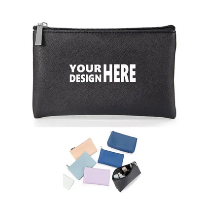 7.5"x4.7" PU Flat Pouch Compact Makeup Bag For Cosmetics