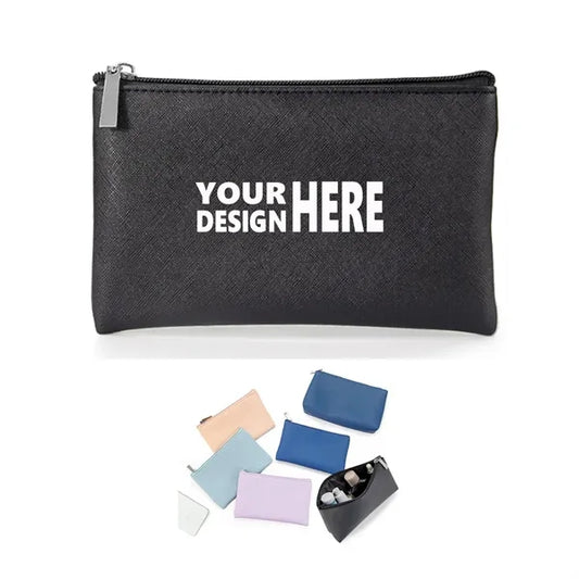 7.5"x4.7" PU Flat Pouch Compact Makeup Bag For Cosmetics