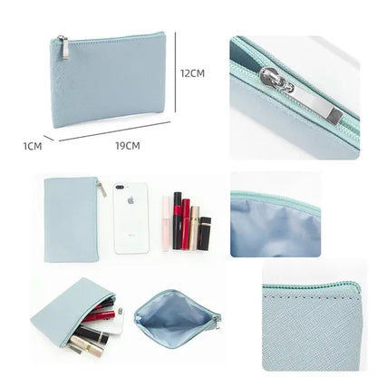 7.5"x4.7" PU Flat Pouch Compact Makeup Bag For Cosmetics