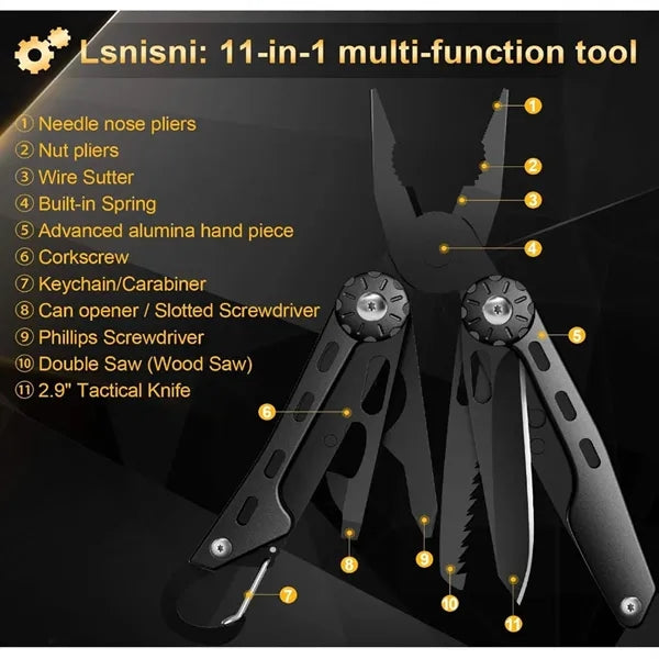 11 In 1 Multitool Stainless Steel Pliers Swiss Army Knife
