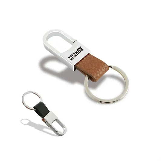 Metal Genuine Leather Car Keychain