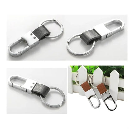 Metal Genuine Leather Car Keychain