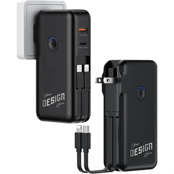 Power Bank with Built-in AC Wall Plug and Cable