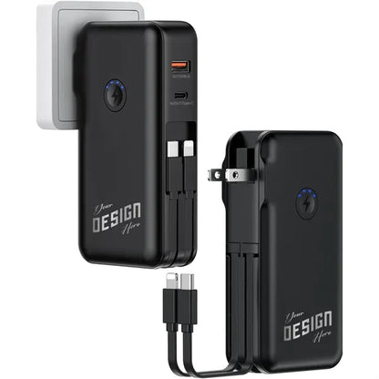 Power Bank with Built-in AC Wall Plug and Cable