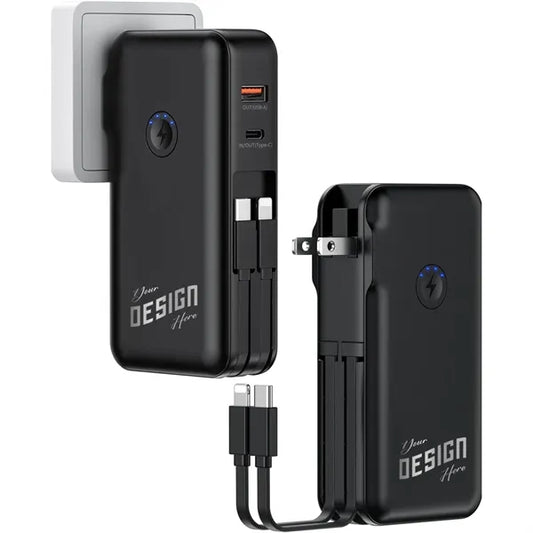 Power Bank with Built-in AC Wall Plug and Cable