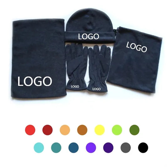 Polar fleece scarf hat glove set