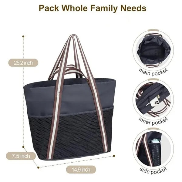 Zippered Beach Bag for Women