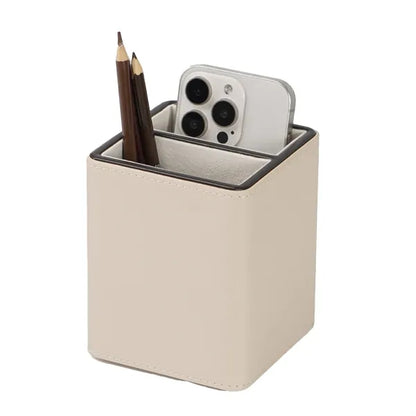 Stylish Desk Office Accessory Leather Pen Holder Organizer