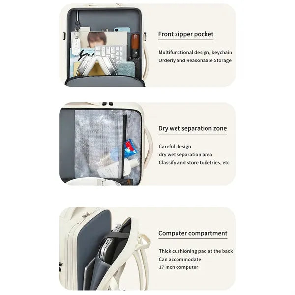 Large expandable gym work laptop luggage travel backpack