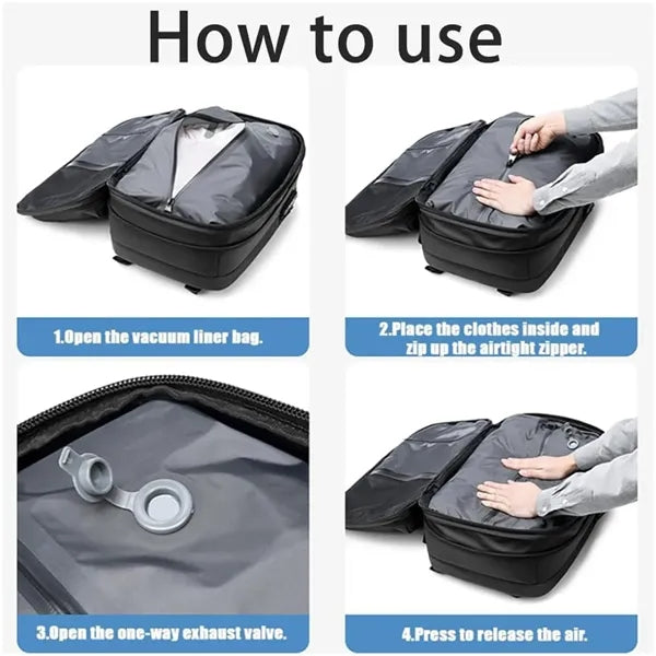 Travel large waterproof vacuum seal compression backpack