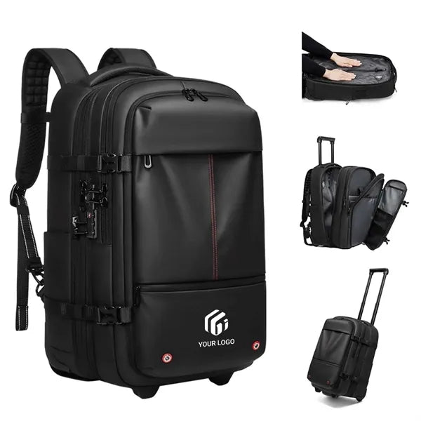 Travel school carry on luggage vacuum seal rolling backpack