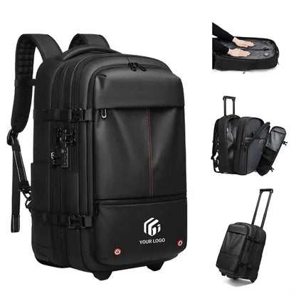 Travel school carry on luggage vacuum seal rolling backpack