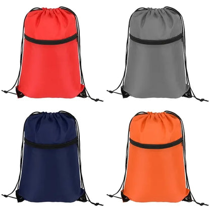 Sports Drawstring Backpack With Zipper Pocket
