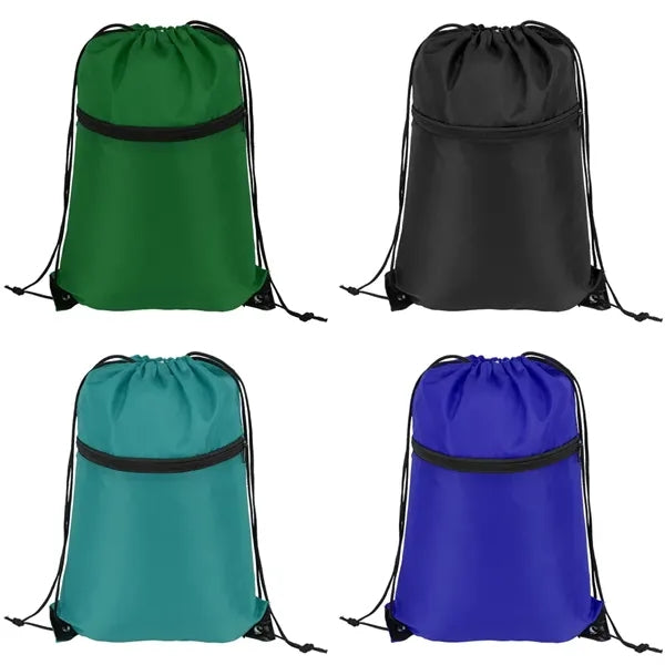 Sports Drawstring Backpack With Zipper Pocket