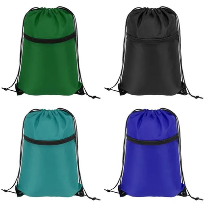 Sports Drawstring Backpack With Zipper Pocket