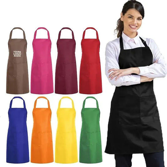 Kitchen Bib Apron with 2 Pockets